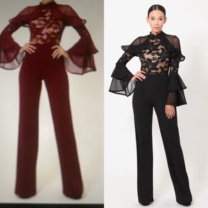 Bell Sleeve Crochet Lace Jumpsuit